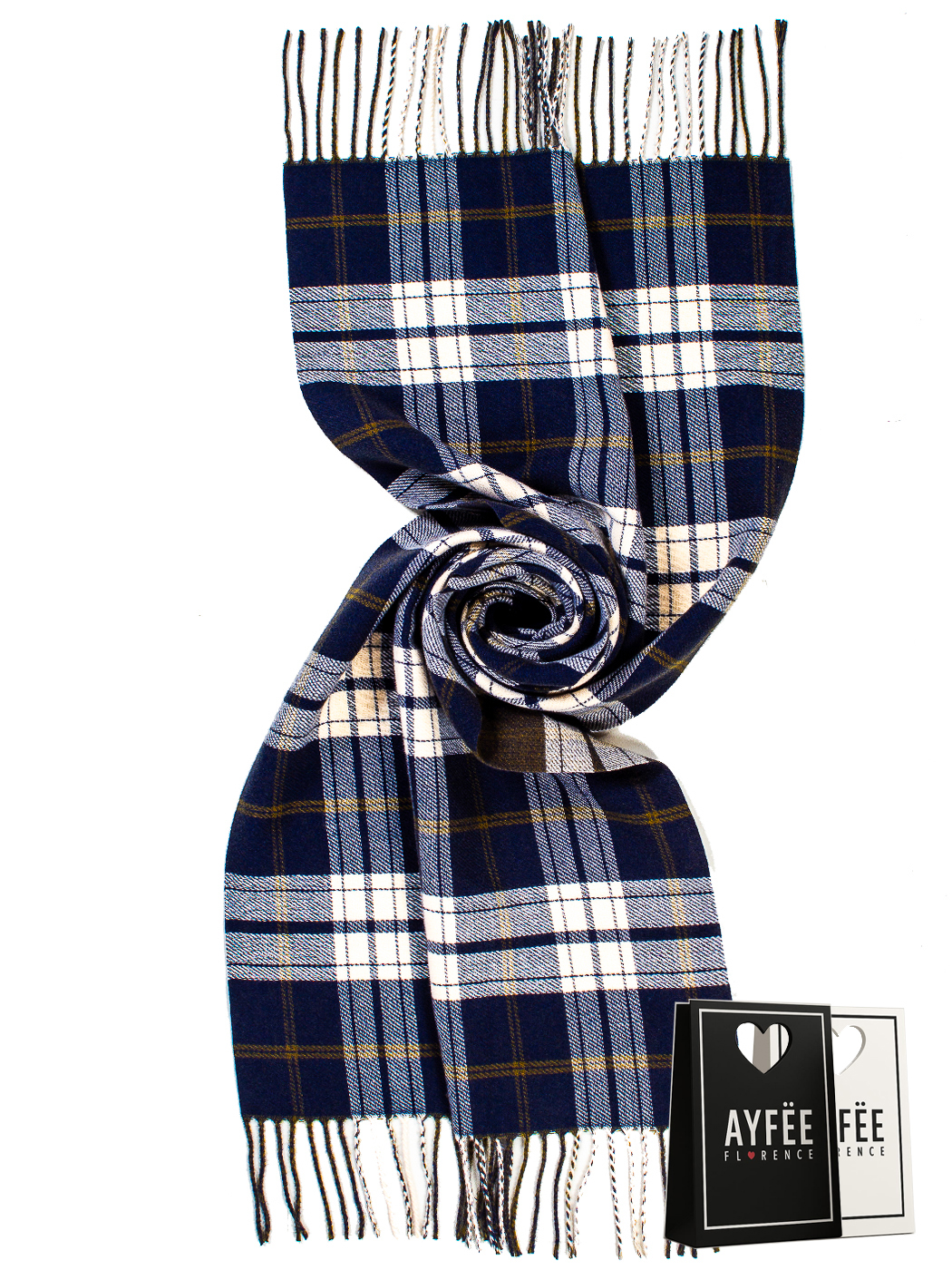 STOLA SCOTTISH CON FRANGE, 100%VI, MADE IN PRC   - BLACK